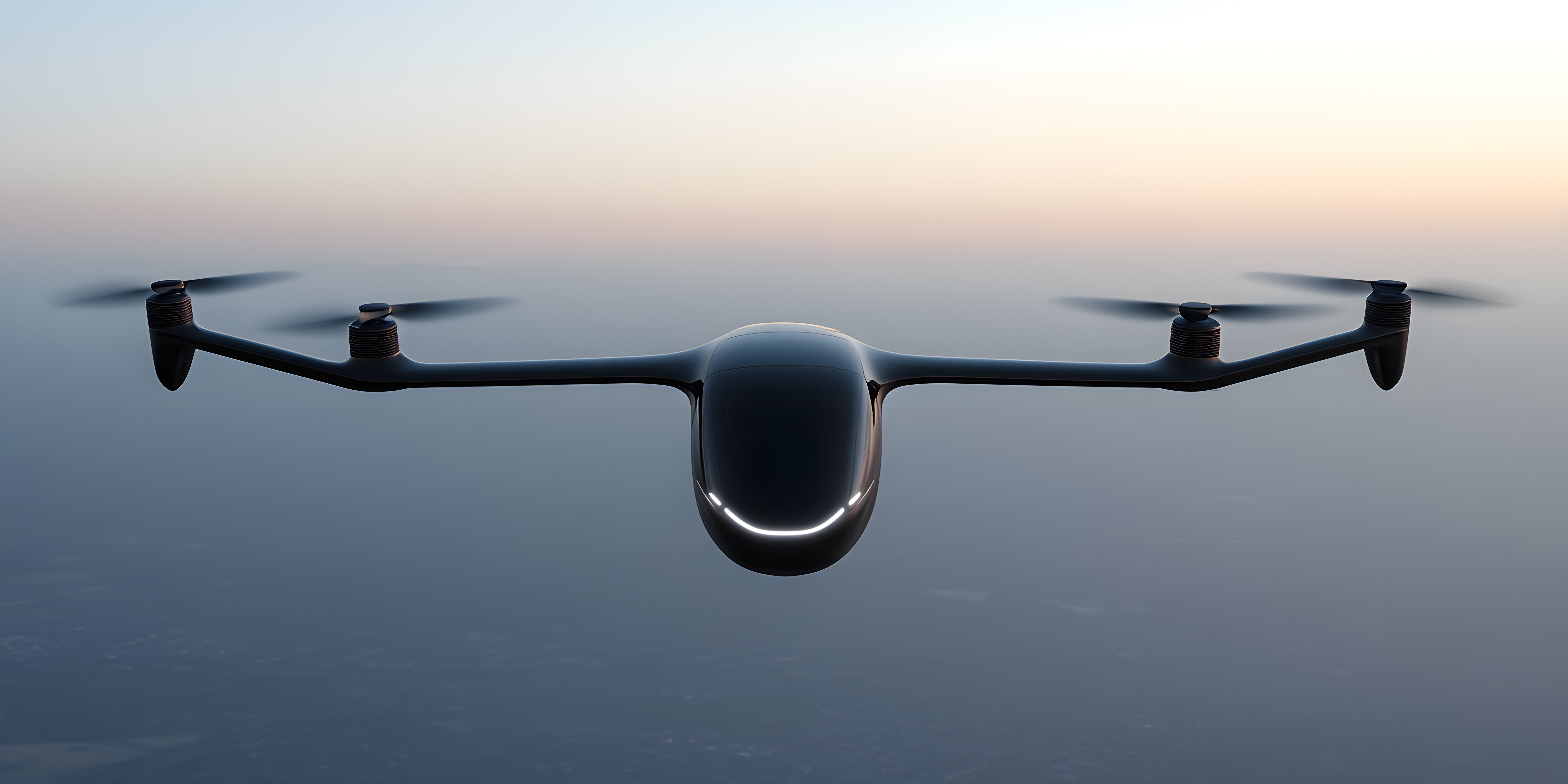 Gray uncrewed aircraft flying in sky