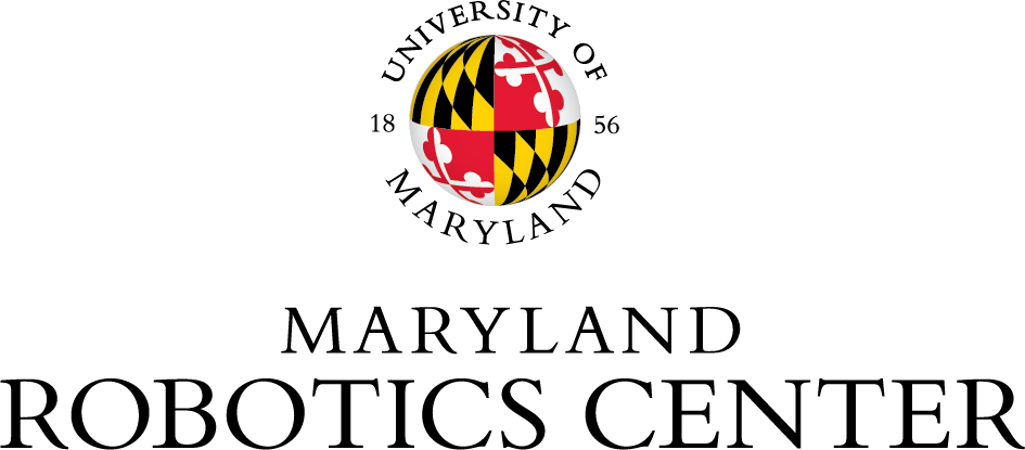 MRC logo, Maryland Robotics Center is in black font under University of Maryland globe icon