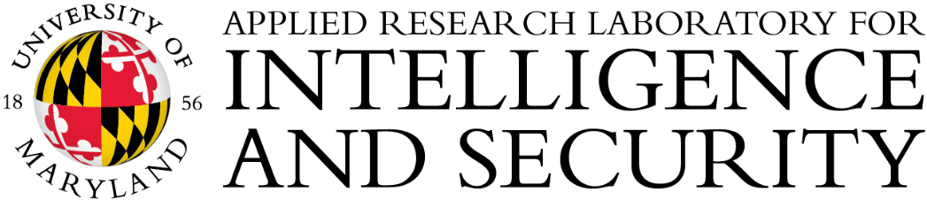 ARLIS logo, Applied Research Laboratory for Intelligence and Security in black font next to University of Maryland globe icon