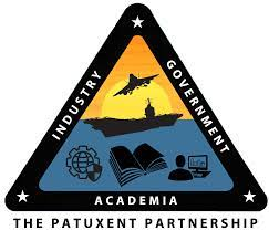 TPP logo, the Patuxent Partnership is in black font underneath a triangle with the words industry, government, and academia on its sides